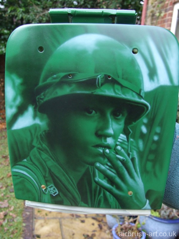 Vietnam Soldier on the petrol lid of Goldwing Motorcycle.